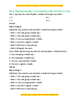 Trắc nghiệm Bài 18: Ứng dụng công nghệ vi sinh trong phòng trừ sâu, bệnh hại cây trồng