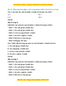 Trắc nghiệm Bài 18: Ứng dụng công nghệ vi sinh trong phòng trừ sâu, bệnh hại cây trồng