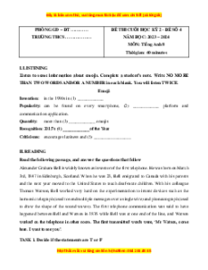 Đề thi cuối kì 2 Tiếng Anh 8 Global success (Đề 4 kèm file nghe)