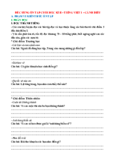 Đề cương ôn tập Cuối kì 2 Tiếng Việt lớp 1 Cánh diều