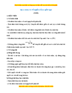 Giáo án Mol và tỉ khối của chất khí Hóa học 8 Cánh diều