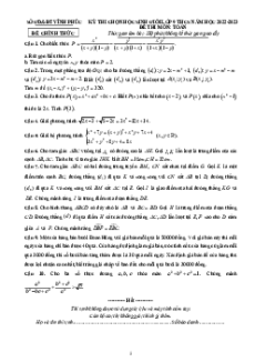 Đề HSG Toán 9 cấp tỉnh - Vĩnh Phúc năm 2022-2023 có đáp án