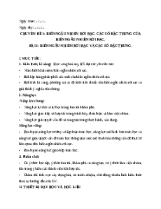 Giáo án chuyên đề Biến cố ngẫu nhiên rời rạc và các số đặc trưng Toán 12 Kết nối tri thức
