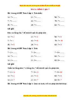 VBT Toán lớp 3 Bài 21 (Cánh diều): Bảng chia 7