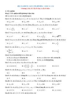 Bài tập ôn tập + Đề kiểm tra Toán 11 Cánh diều Chương 2