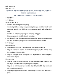 Giáo án Phương trình mặt phẳng Toán 12 Cánh diều