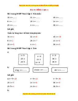 VBT Toán lớp 3 Bài 18 (Cánh diều): Bảng chia 4