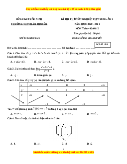 Đề thi thử Toán trường Hàn Thuyên năm 2021
