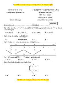 Đề thi thử Toán trường Hàn Thuyên năm 2021