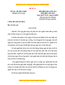 Đề thi giữa kì 1 Ngữ Văn 10 Kết nối tri thức (Đề 14)