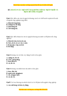 Trắc nghiệm Bài 11 Địa lí 9: Các nhân tố ảnh hưởng đến sự phát triển và phân bố công nghiệp
