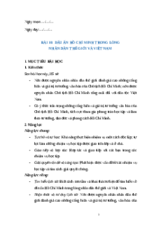 Giáo án Bài 16 Lịch sử 12 Cánh diều (2024): Dấu ấn Hồ Chí Minh trong lòng nhân dân thế giới và Việt Nam