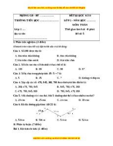 Đề thi cuối kì 2 Toán lớp 2 Kết nối tri thức (Đề 10)