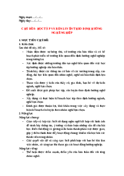 Giáo án Chủ đề 8: Học tập và rèn luyện theo định hướng nghề nghiệp HĐTN 11 Chân trời sáng tạo