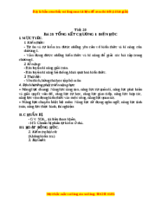 Giáo án Tổng kết chương 1: Điện học Vật lí 9