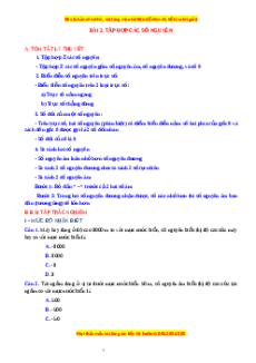 Chuyên đề Tập hợp các số nguyên Toán 6 Cánh diều