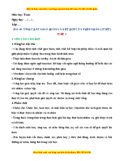 Giáo án Tính chất giao hoán và kết hợp của phép nhân Toán 4 Kết nối tri thức