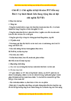 Giáo án Bài 3 Lịch sử 11 Cánh diều (2024): Sự hình thành Liên bang Cộng hòa xã hội chủ nghĩa Xô Viết