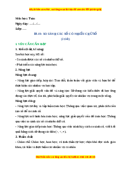 Giáo án So sánh các số có nhiều chữ số Toán lớp 4 Cánh diều