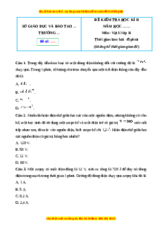Đề thi cuối kì 2 Vật lí 11 Chân trời sáng tạo (Đề 3)