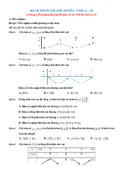 Bài tập ôn tập + Đề kiểm tra Toán 12 Cánh diều theo chương