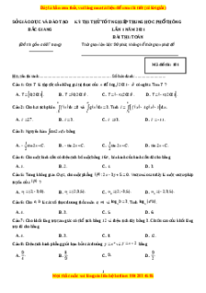 Đề thi thử Toán Sở Bắc Giang năm 2021