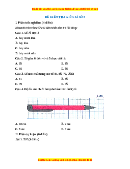 Đề thi giữa kì 2 Toán lớp 1 Cánh diều - Đề 8