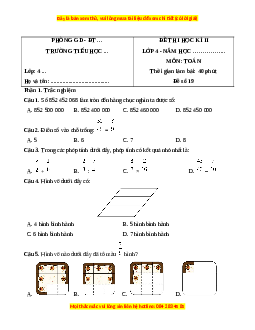 Đề thi cuối kì 2 Toán lớp 4 Kết nối tri thức (Đề 19)