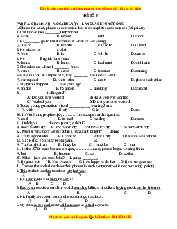 Đề thi giữa kì 1 Tiếng Anh 9 - Đề 9
