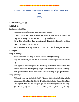 Giáo án Bài 9 Lịch sử & Địa lí lớp 4 Chân trời sáng tạo: Dân cư và hoạt động sản xuất ở vùng đồng bằng Bắc Bộ