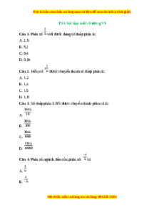 Trắc nghiệm Tổng hợp Chương 6 Toán 6 Kết nối tri thức