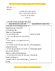 Giáo án Bài 17 Tiếng Việt lớp 4 Cánh diều: Khám phá thế giới