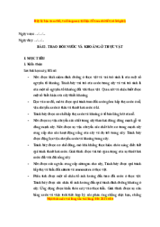 Giáo án Trao đổi nước và khoáng ở thực vật Sinh học 11 Chân trời sáng tạo