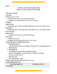 Giáo án Bài 1 Công nghệ lớp 4 Cánh diều: Lợi ích của hoa và cây cảnh
