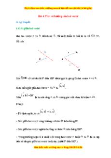 Lý thuyết Toán 10 Chân trời sáng tạo Bài 4: Tích vô hướng của hai vectơ