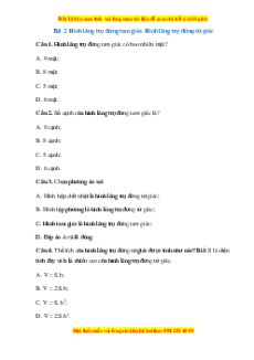 Trắc nghiệm Hình lăng trụ đứng tam giác. Hình lăng trụ đứng tứ giác Toán 7 Cánh diều