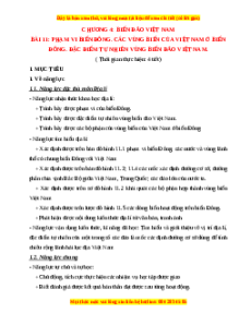 Giáo án Địa lí 8 Bài 11 Cánh diều (2024): Phạm vi Biển Đông: Các vùng biển của VN ở Biển Đông: Đặc điểm tự nhiên vùng biển đảo VN