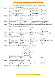 Đề thi thử tốt nghiệp Toán Sở GD Phú Thọ năm 2024