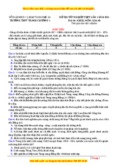 Đề thi thử Lịch Sử trường Thanh Chương lần 1 năm 2021
