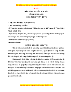 Đề thi giữa kì 2 Tiếng Việt lớp 4 Cánh diều (Đề 3)