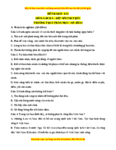 Đề thi GDCD 6 cuối kì 2 THCS Trần Phú  - Đề 9 có đáp án