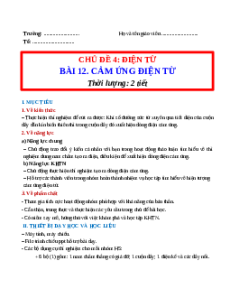Giáo án Bài 12: Cảm ứng điện từ Khoa học tự nhiên 9 Chân trời sáng tạo