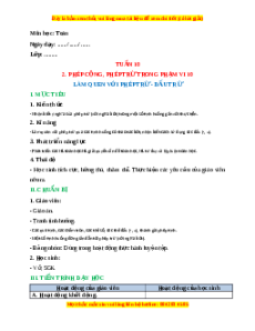 Giáo án Làm quen với Phép trừ - Dấu trừ Toán lớp 1 Cánh diều