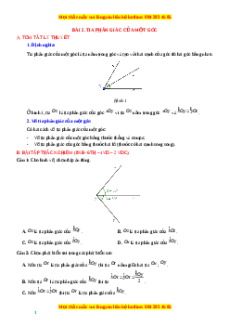 Chuyên đề Tia phân giác của một góc Toán 7 Cánh diều