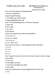 Đề thi giữa kì 2 Hóa 9 trường THCS Ngô Sĩ Liên năm 2023