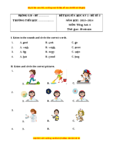 Đề thi giữa kì 2 Tiếng Anh lớp 4 Global success (Đề 3)