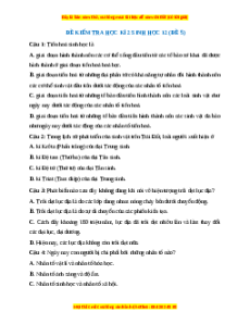 Đề thi cuối kì 2 Sinh học 12 (Đề 5)