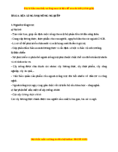 Lý thuyết Bài 24 Địa lý 10 Chân trời sáng tạo: Địa lí ngành nông nghiệp
