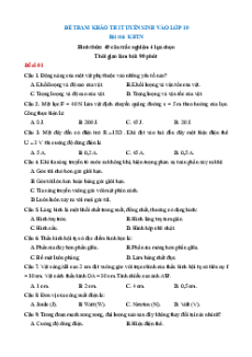 5 Đề thi KHTN vào lớp 10 theo cấu trúc Tuyên Quang