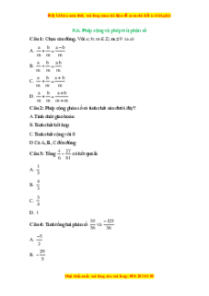 Trắc nghiệm Phép cộng và phép trừ phân số Toán 6 Chân trời sáng tạo